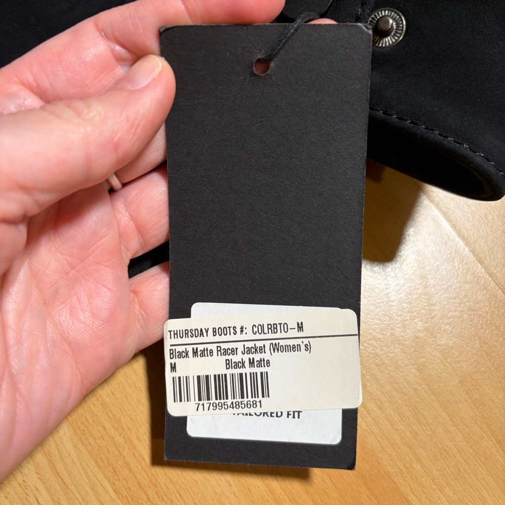 NWT Thursday Boot Company Women's Matte Black Lamb Leather Racer Jacket Medium - Picture 9 of 16